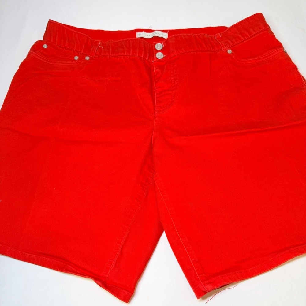 Cato EST. 1946 Denim Women's Red 18W Curvy Bermuda Stretch Shorts